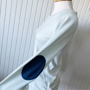 Market & Spruce Sea Blue Green Sweater Crew Neck Elbow Patches Size XS